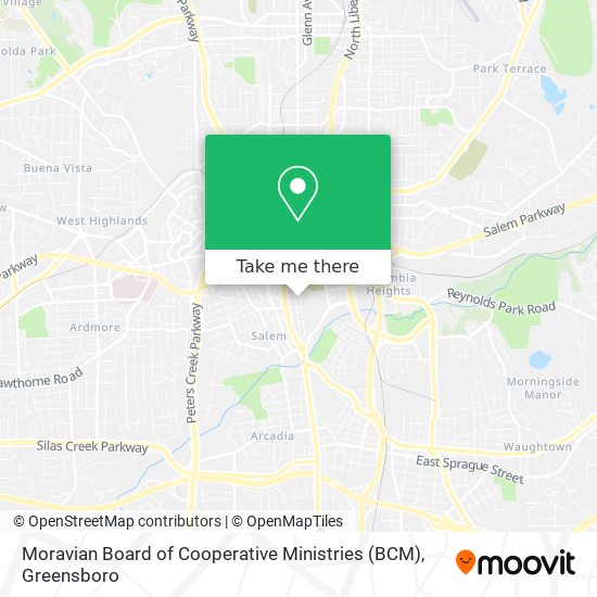 Mapa de Moravian Board of Cooperative Ministries (BCM)