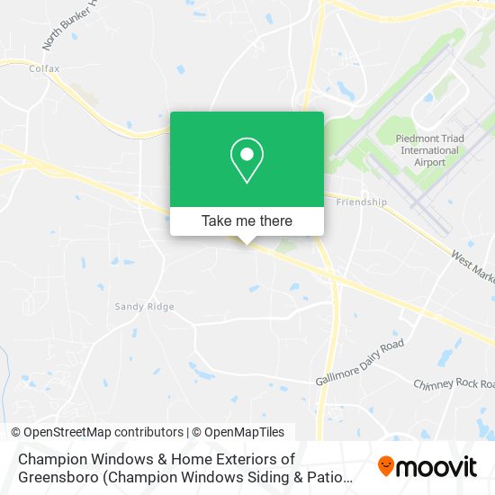 Champion Windows & Home Exteriors of Greensboro (Champion Windows Siding & Patio Rooms) map