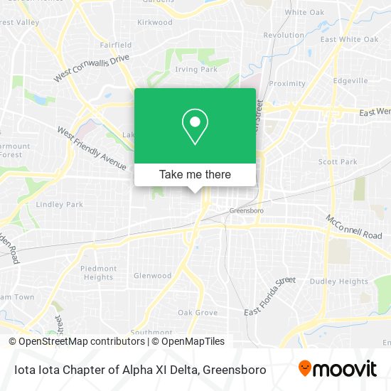Mapa de Iota Iota Chapter of Alpha XI Delta