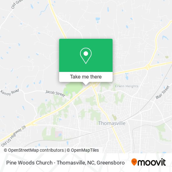 Pine Woods Church - Thomasville, NC map