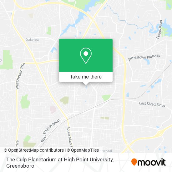 The Culp Planetarium at High Point University map