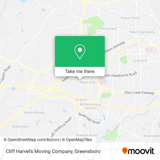 Cliff Harvel's Moving Company map