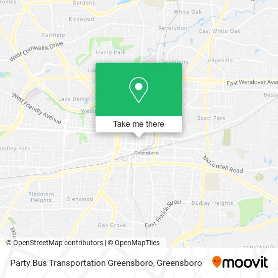 Mapa de Party Bus Transportation Greensboro