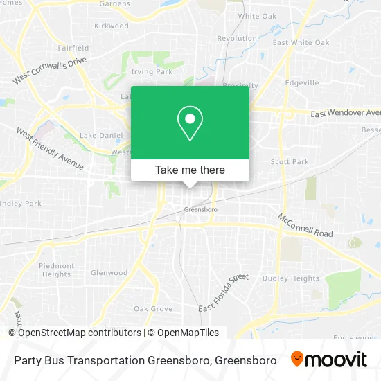 Party Bus Transportation Greensboro map