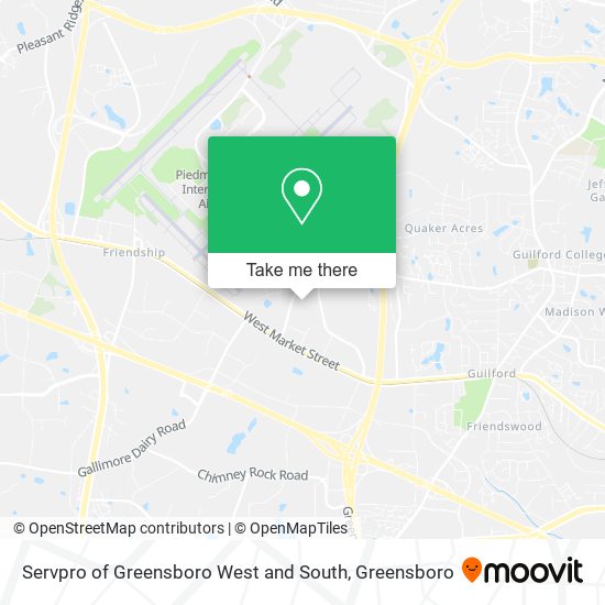 Servpro of Greensboro West and South map
