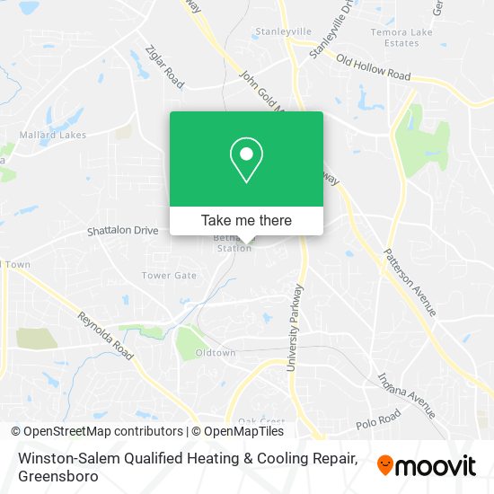 Winston-Salem Qualified Heating & Cooling Repair map