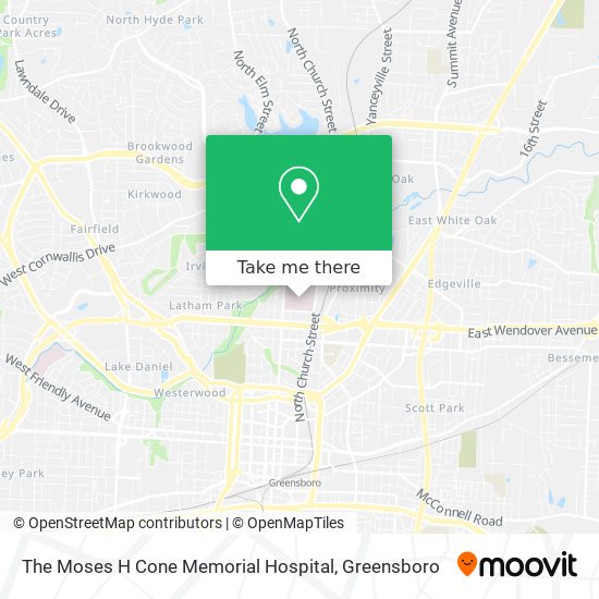 The Moses H Cone Memorial Hospital map