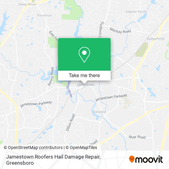 Jamestown Roofers Hail Damage Repair map