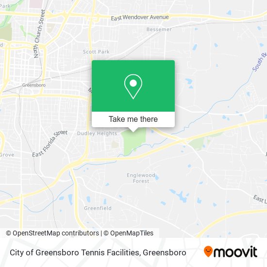 City of Greensboro Tennis Facilities map