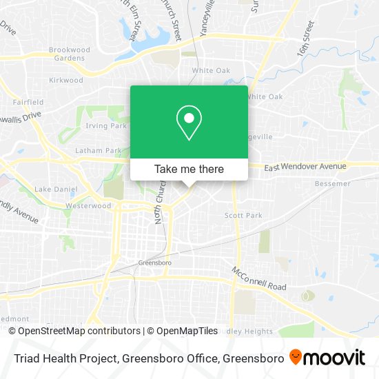 Triad Health Project, Greensboro Office map