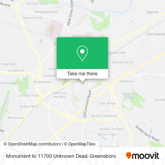 Monument to 11700 Unknown Dead map
