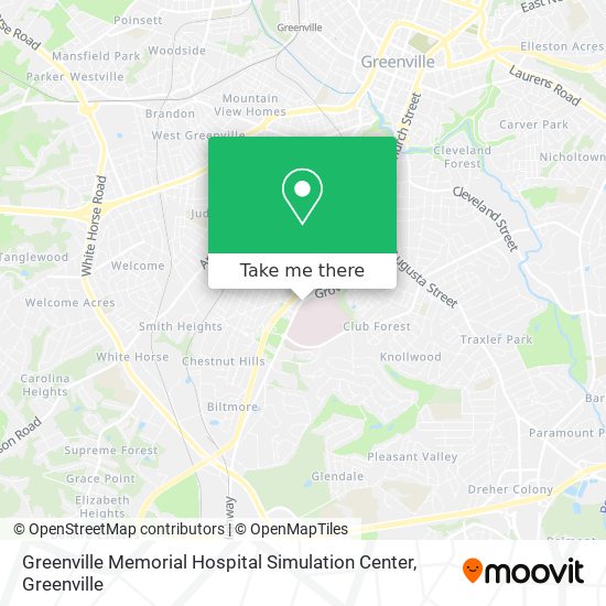 Mapa de Greenville Memorial Hospital Simulation Center