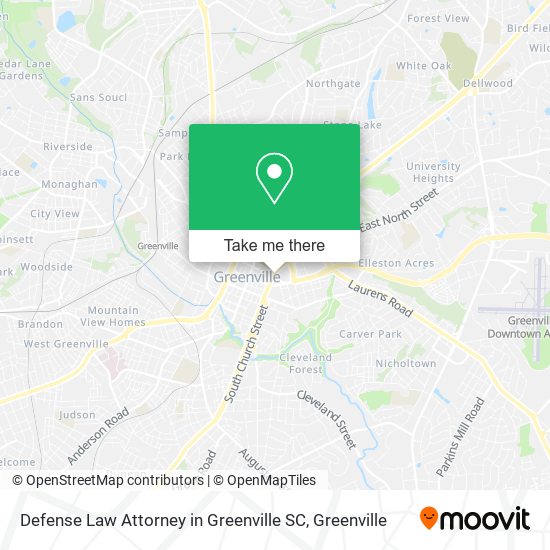 Defense Law Attorney in Greenville SC map