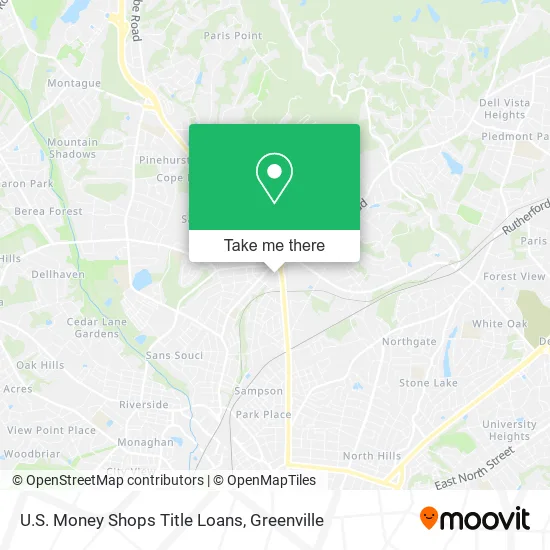 Mapa de U.S. Money Shops Title Loans