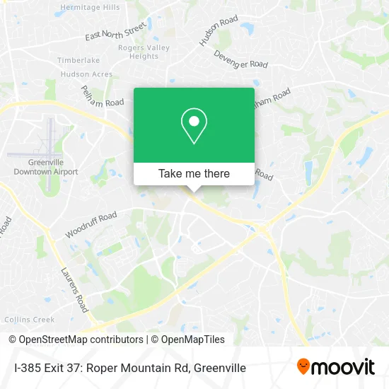 Mapa de I-385 Exit 37: Roper Mountain Rd