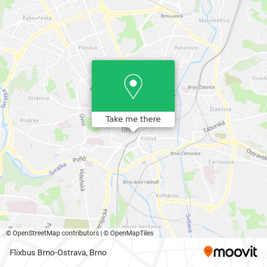 Карта Flixbus Brno-Ostrava