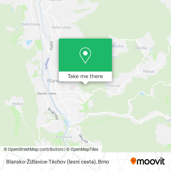 Blansko-Žižlavice-Těchov (lesní cesta) map