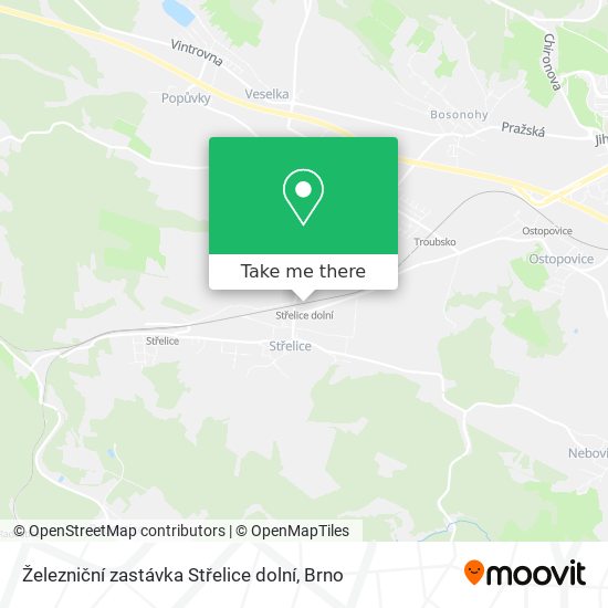 Železniční zastávka Střelice dolní map