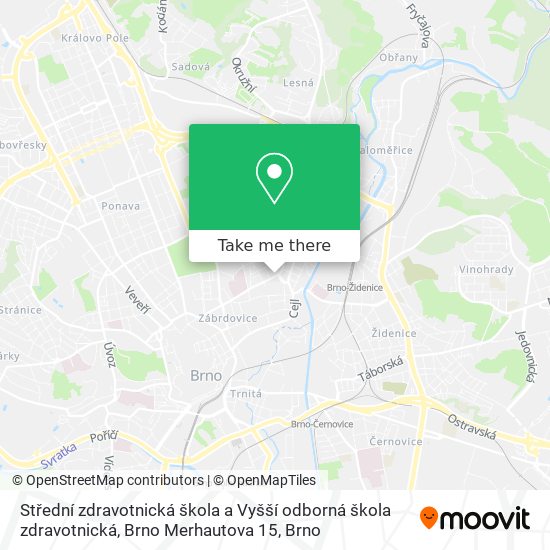 Střední zdravotnická škola a Vyšší odborná škola zdravotnická, Brno Merhautova 15 map