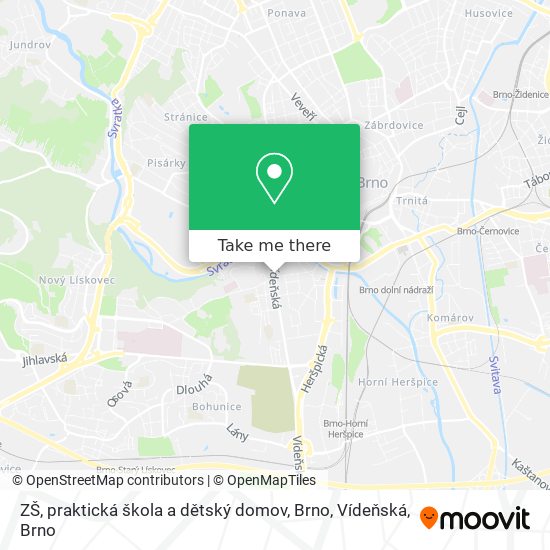 ZŠ, praktická škola a dětský domov, Brno, Vídeňská map