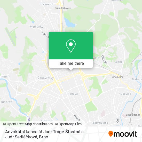 Карта Advokátní kancelář Judr.Tráge-Šťastná a Judr.Sedláčková