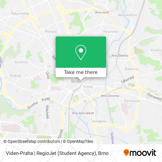 Карта Viden-Praha | RegioJet (Student Agency)