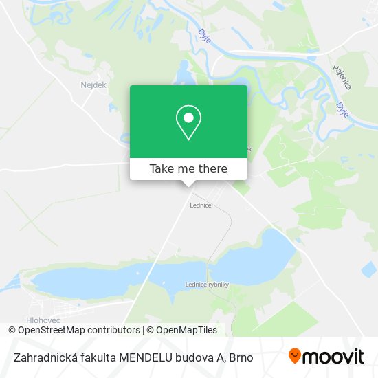 Zahradnická fakulta MENDELU budova A map