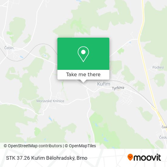 STK 37.26 Kuřim Bělohradský map