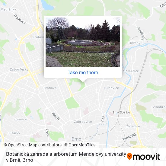 Botanická zahrada a arboretum Mendelovy univerzity v Brně map