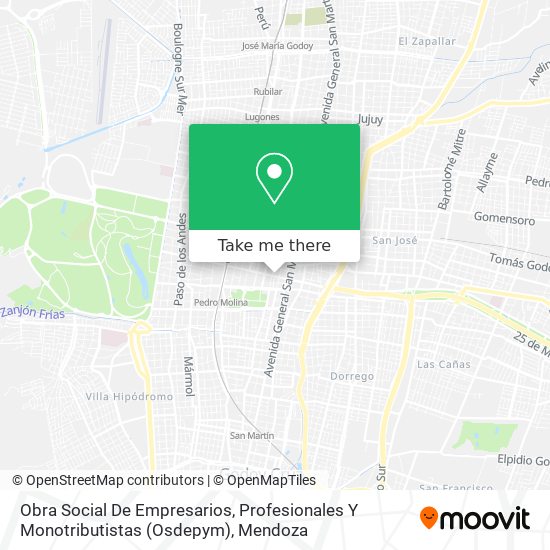 Obra Social De Empresarios, Profesionales Y Monotributistas (Osdepym) map