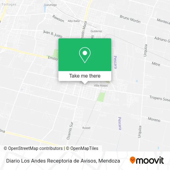 Mapa de Diario Los Andes Receptoria de Avisos