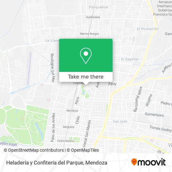 Mapa de Heladería y Confitería del Parque