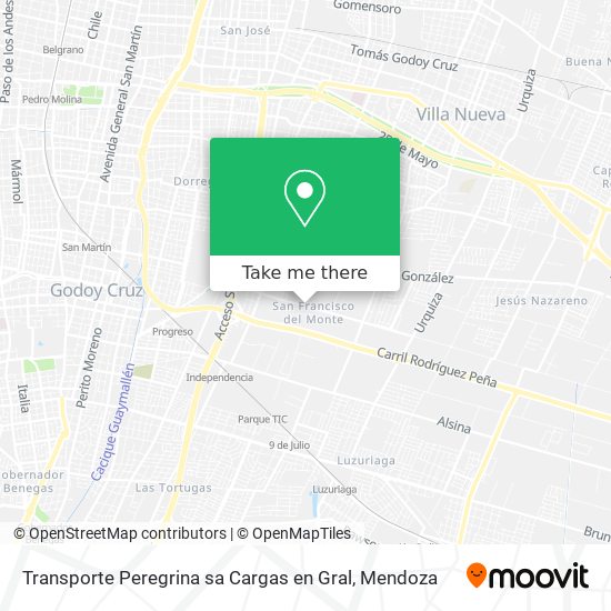 Mapa de Transporte Peregrina sa Cargas en Gral