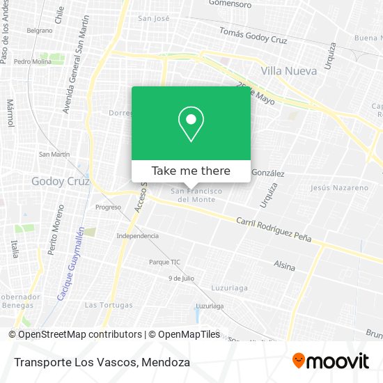 Transporte Los Vascos map