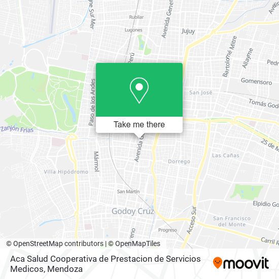 Mapa de Aca Salud Cooperativa de Prestacion de Servicios Medicos