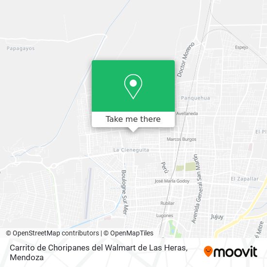 Carrito de Choripanes del Walmart de Las Heras map