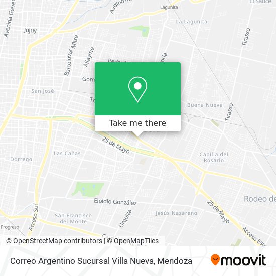 Mapa de Correo Argentino Sucursal Villa Nueva