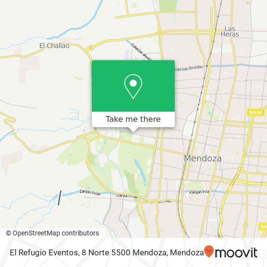 Mapa de El Refugio Eventos, 8 Norte 5500 Mendoza