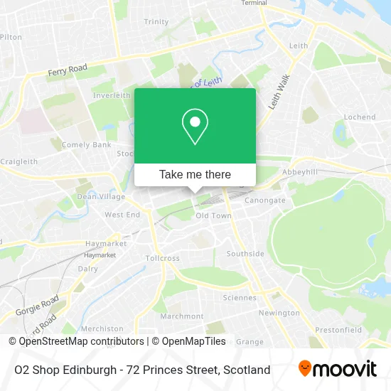O2 Shop Edinburgh - 72 Princes Street map