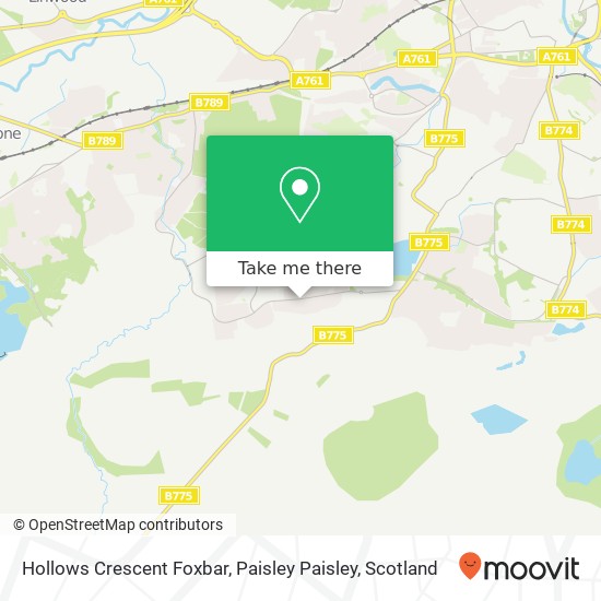 Hollows Crescent Foxbar, Paisley Paisley map