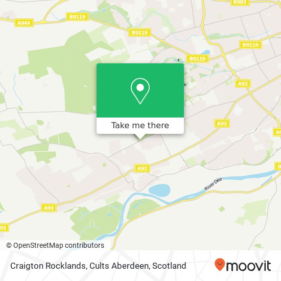 Craigton Rocklands, Cults Aberdeen map