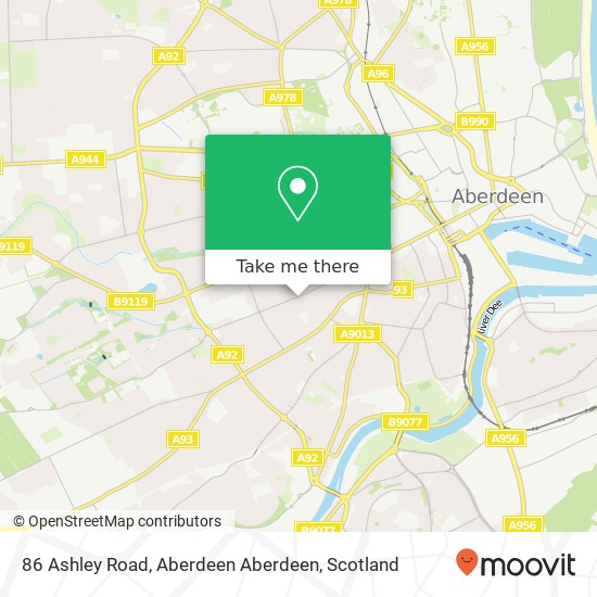 86 Ashley Road, Aberdeen Aberdeen map