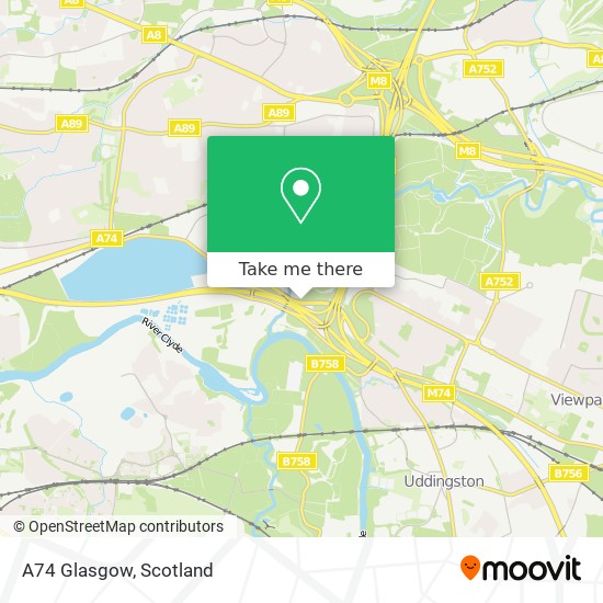 A74 Glasgow map