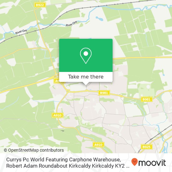 Currys Pc World Featuring Carphone Warehouse, Robert Adam Roundabout Kirkcaldy Kirkcaldy KY2 6 map