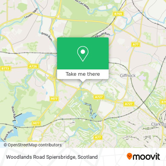 Woodlands Road Spiersbridge map