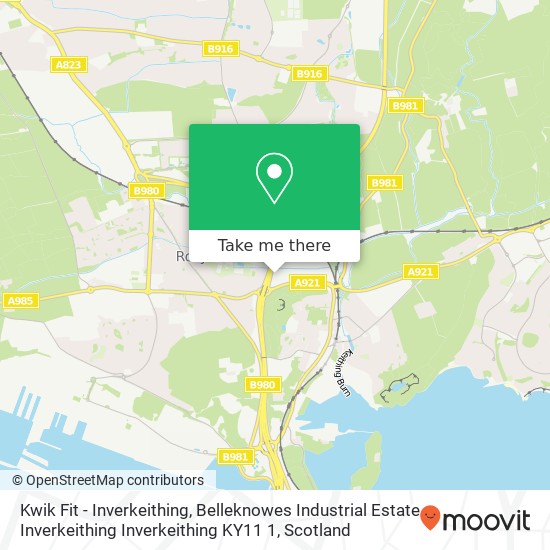 Kwik Fit - Inverkeithing, Belleknowes Industrial Estate Inverkeithing Inverkeithing KY11 1 map