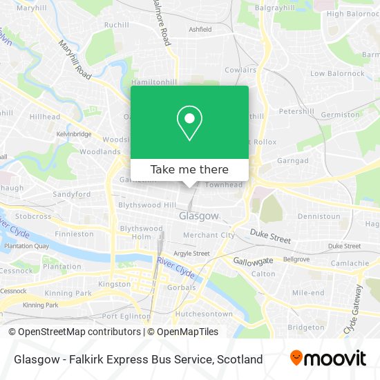 Glasgow - Falkirk Express Bus Service map