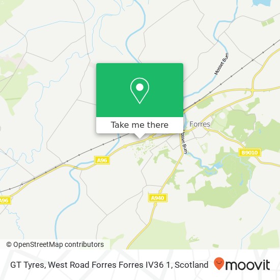 GT Tyres, West Road Forres Forres IV36 1 map