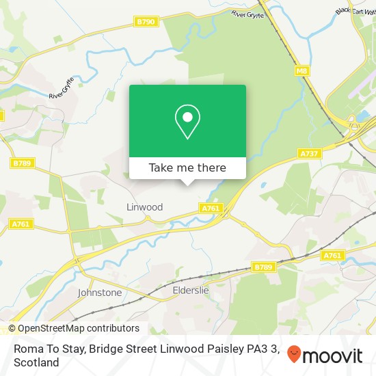 Roma To Stay, Bridge Street Linwood Paisley PA3 3 map