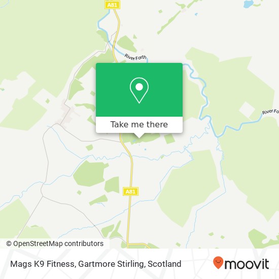 Mags K9 Fitness, Gartmore Stirling map